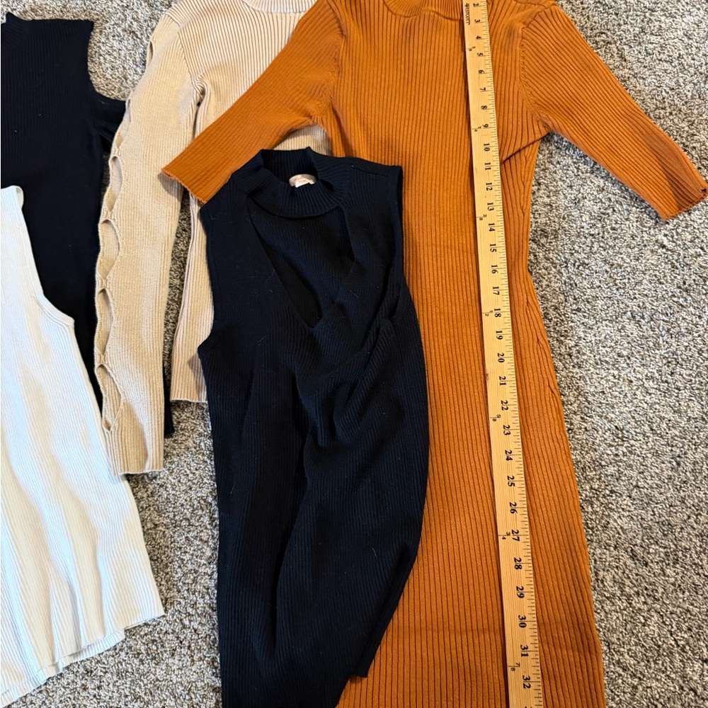EUC LOT OF 5 medium Women's Sweater Black, cream, Tan, Orange dress - Picture 5 of 8